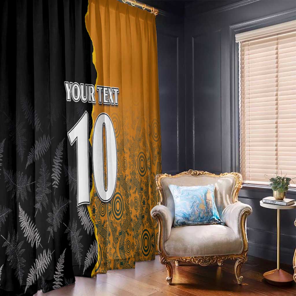 Custom New Zealand and Australia Rugby Championship 2024 Window Curtain Maori Warrior and Kangaroo Mascot with Fern Aboriginal