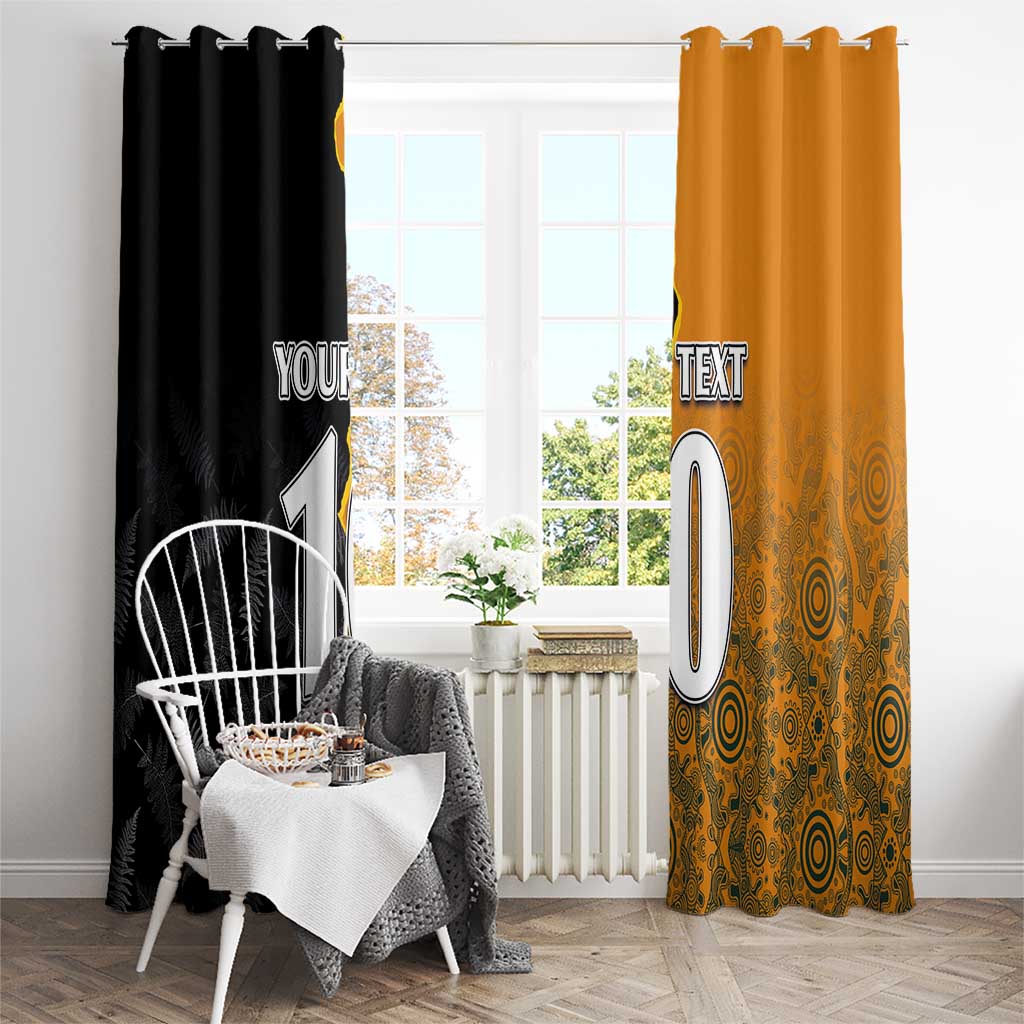 Custom New Zealand and Australia Rugby Championship 2024 Window Curtain Maori Warrior and Kangaroo Mascot with Fern Aboriginal