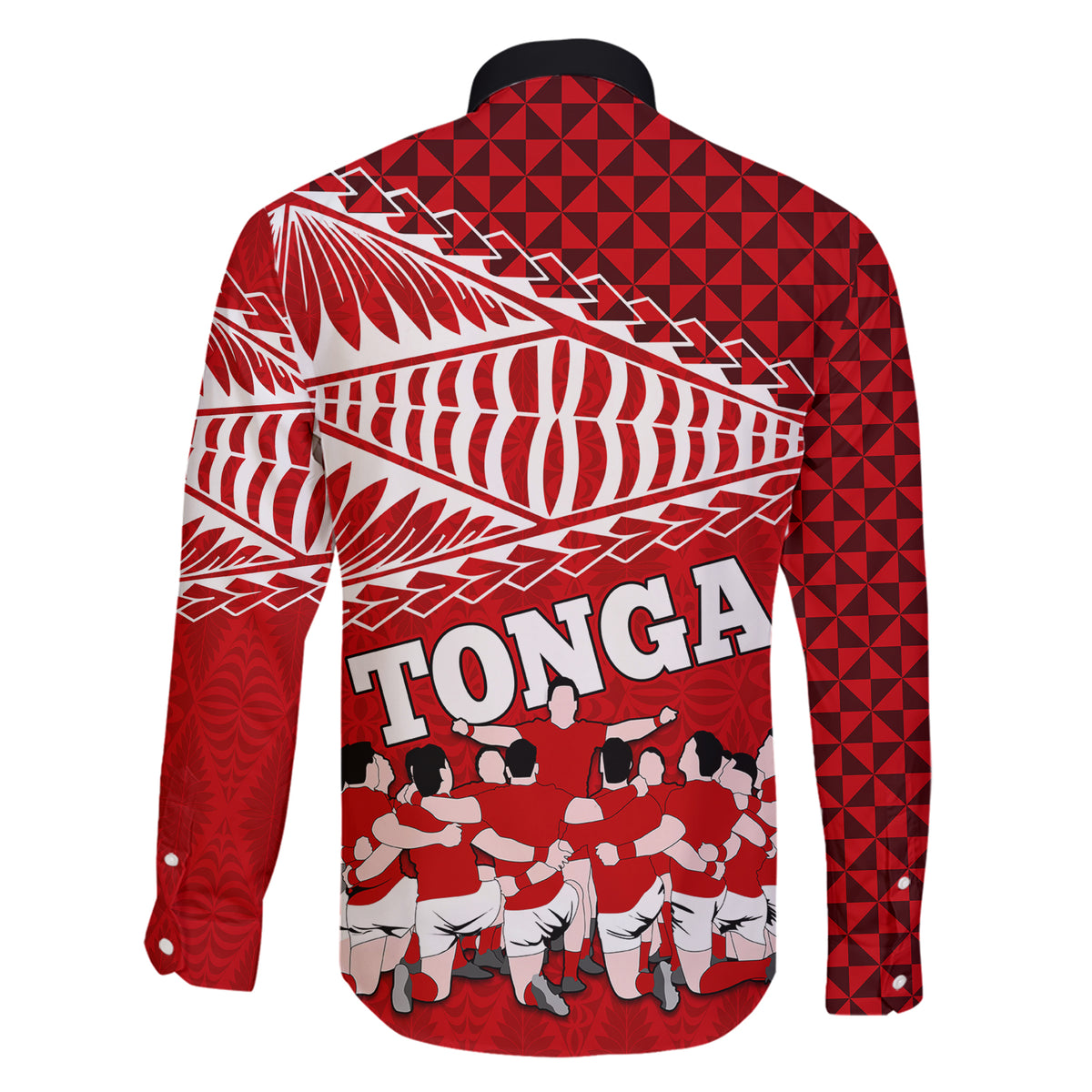 Tonga Rugby Family Matching Short Sleeve Bodycon Dress and Hawaiian Shirt Sipi Tau Dance Ngatu Pattern LT03 - Polynesian Pride