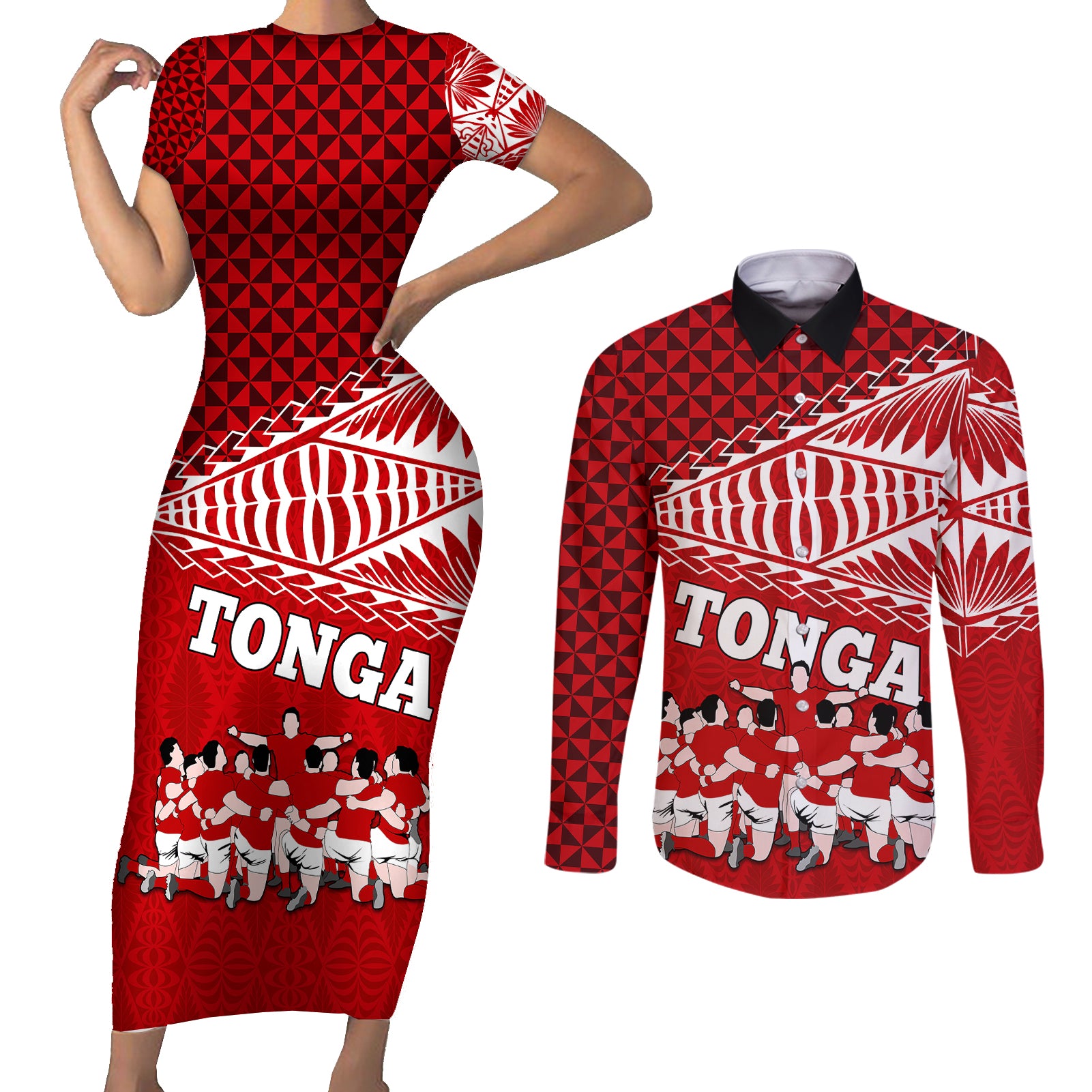 personalised-tonga-rugby-couples-matching-short-sleeve-bodycon-dress-and-long-sleeve-button-shirts-sipi-tau-dance-ngatu-pattern