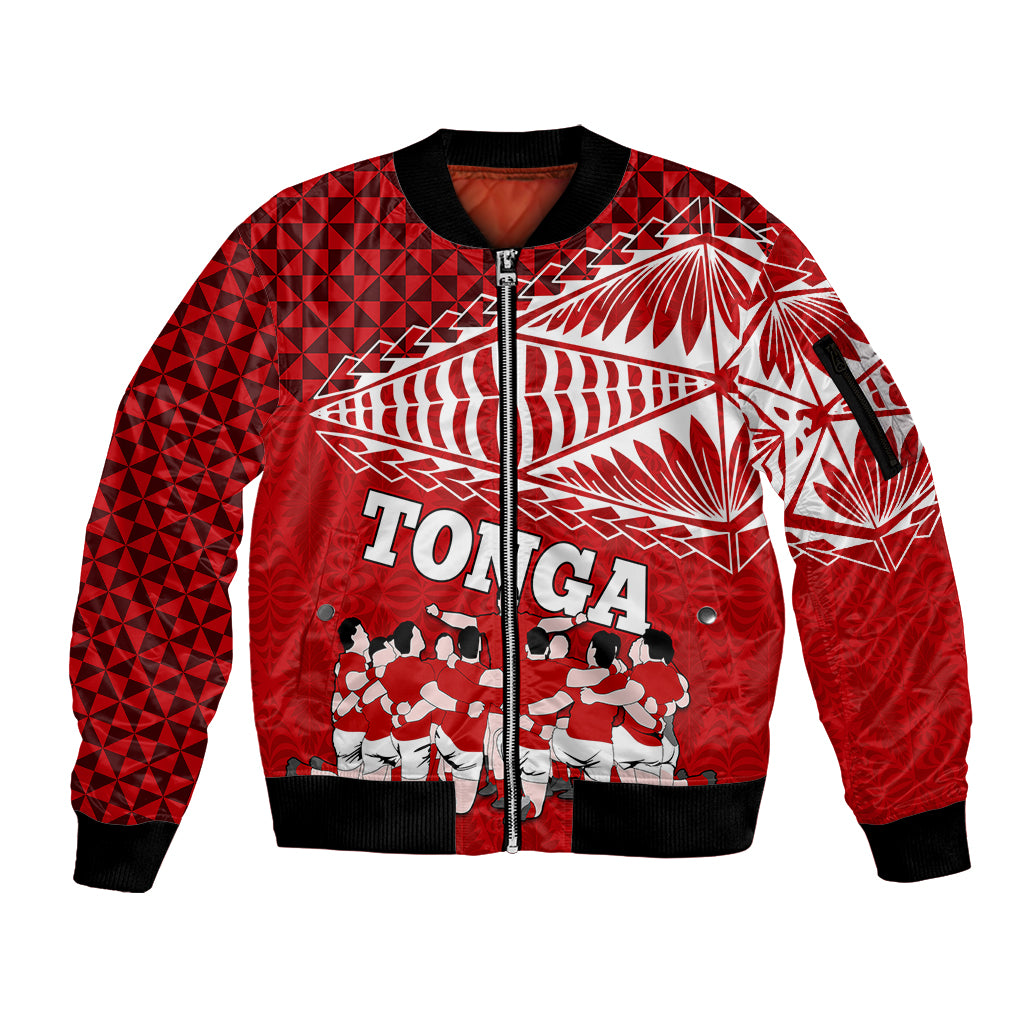 personalised-tonga-rugby-sleeve-zip-bomber-jacket-sipi-tau-dance-ngatu-pattern