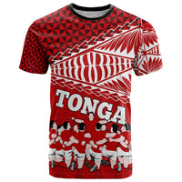 Personalised Tonga Rugby T Shirt Sipi Tau Dance Ngatu Pattern LT03 Red - Polynesian Pride
