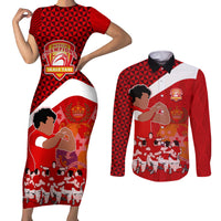 tonga-rugby-couples-matching-short-sleeve-bodycon-dress-and-long-sleeve-button-shirts-sipi-tau-dance-coat-of-arms-ngatu-pattern