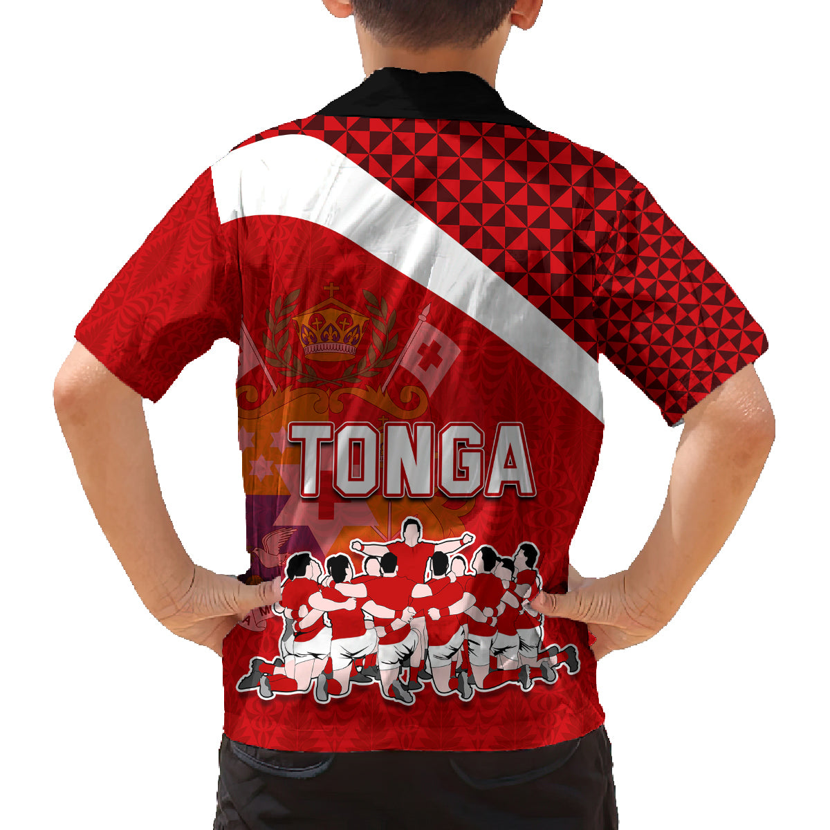 Tonga Rugby Family Matching Tank Maxi Dress and Hawaiian Shirt Sipi Tau Dance Coat of Arms Ngatu Pattern LT03 - Polynesian Pride