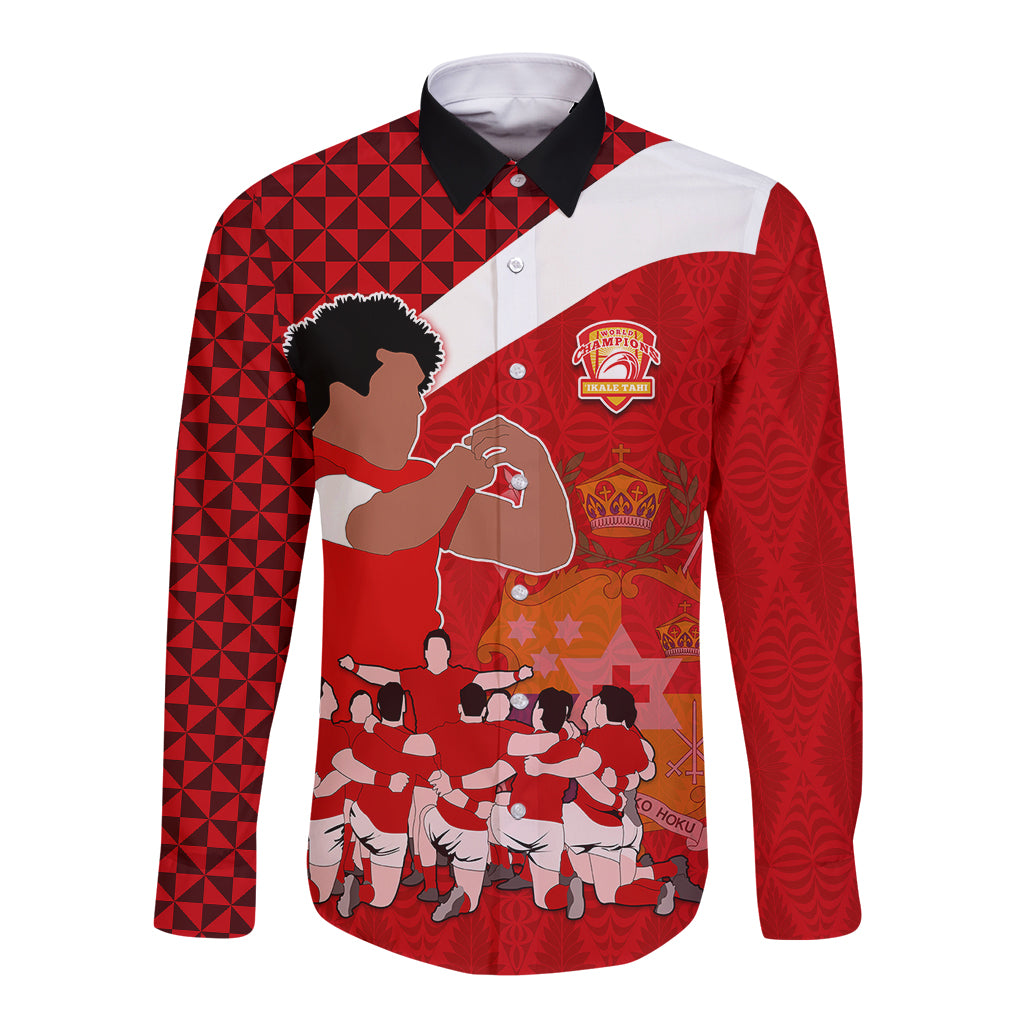 tonga-rugby-long-sleeve-button-shirt-sipi-tau-dance-coat-of-arms-ngatu-pattern