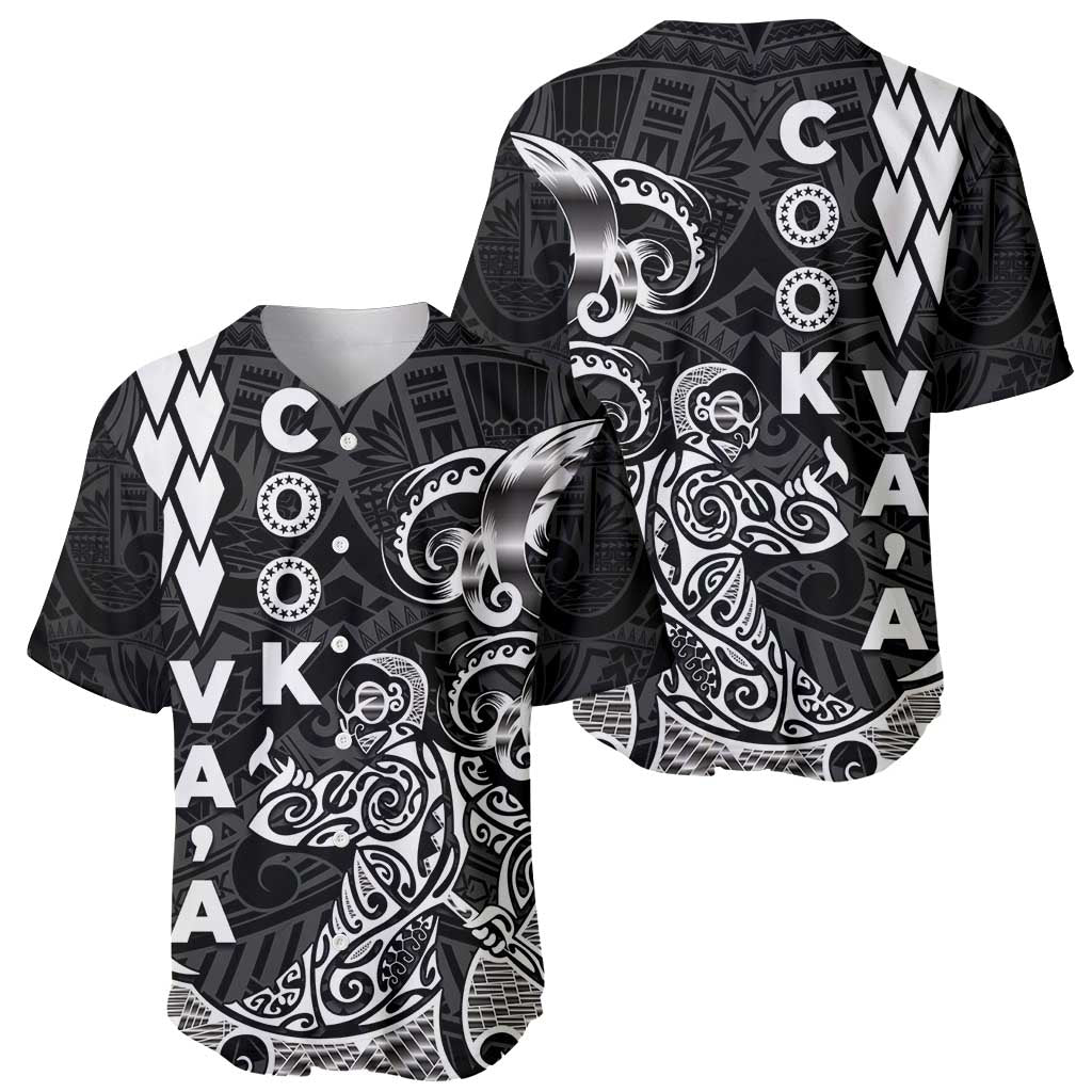 Cook Islands Va'a Polynesian Art Tattoo Baseball Jersey Black Color LT03 - Polynesian Pride