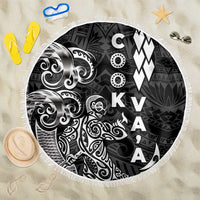 Cook Islands Vaa Polynesian Art Tattoo Beach Blanket Black Color