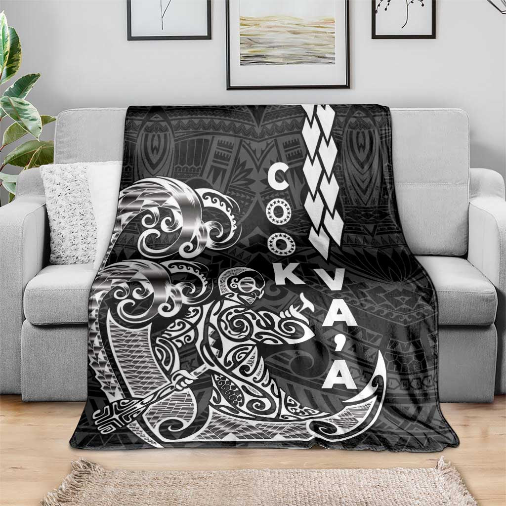 Cook Islands Vaa Polynesian Art Tattoo Blanket Black Color