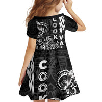 Cook Islands Va'a Polynesian Art Tattoo Family Matching Off Shoulder Short Dress and Hawaiian Shirt Black Color LT03 - Polynesian Pride