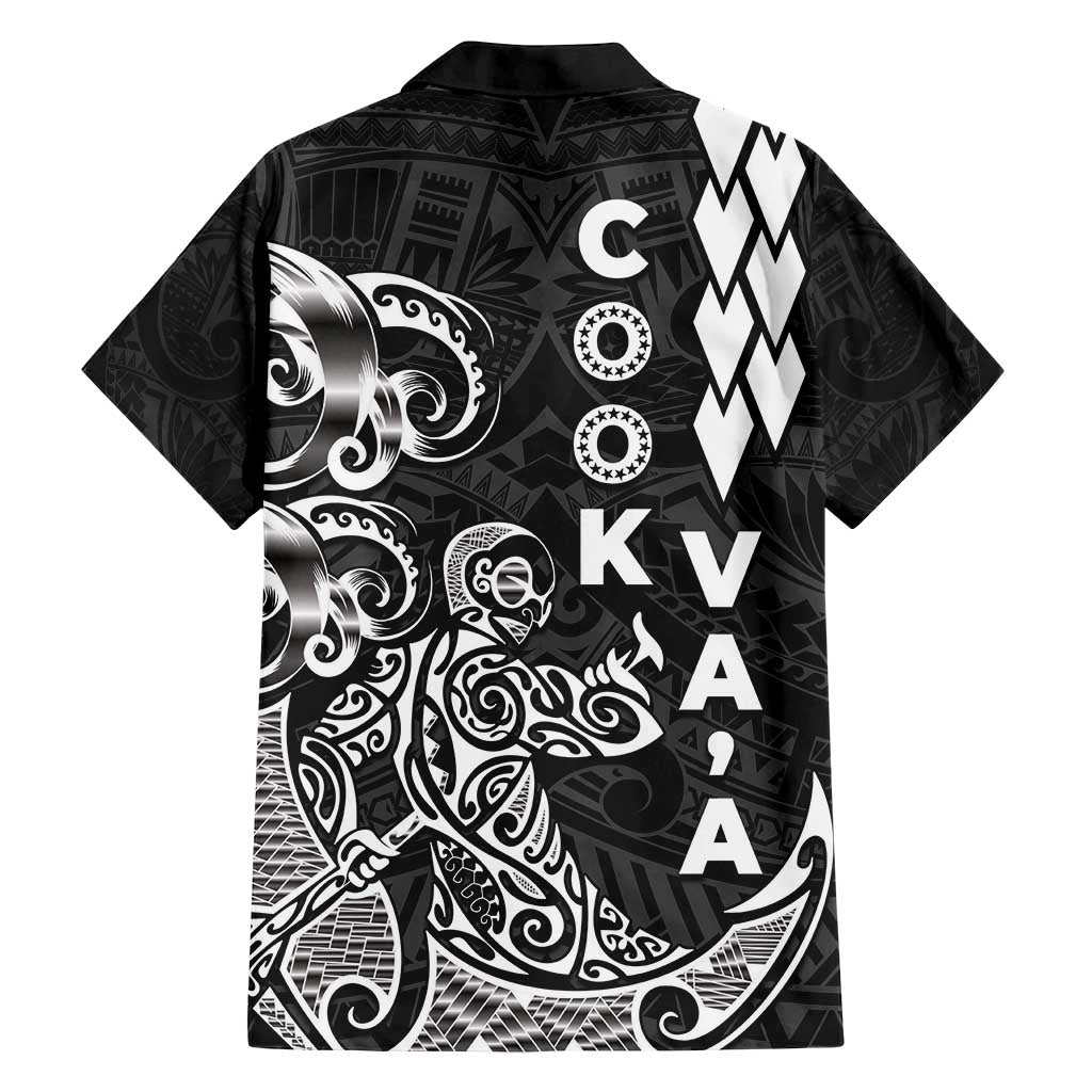Cook Islands Va'a Polynesian Art Tattoo Family Matching Off Shoulder Short Dress and Hawaiian Shirt Black Color LT03 - Polynesian Pride