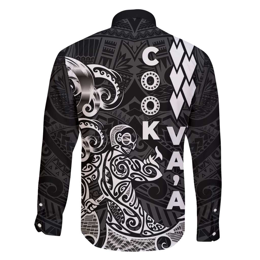 Cook Islands Va'a Polynesian Art Tattoo Family Matching Off Shoulder Short Dress and Hawaiian Shirt Black Color LT03 - Polynesian Pride