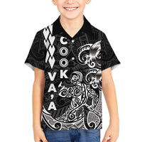 Cook Islands Va'a Polynesian Art Tattoo Family Matching Off Shoulder Short Dress and Hawaiian Shirt Black Color LT03 Son's Shirt Black - Polynesian Pride