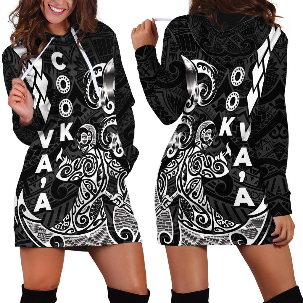 Cook Islands Vaa Polynesian Art Tattoo Hoodie Dress Black Color
