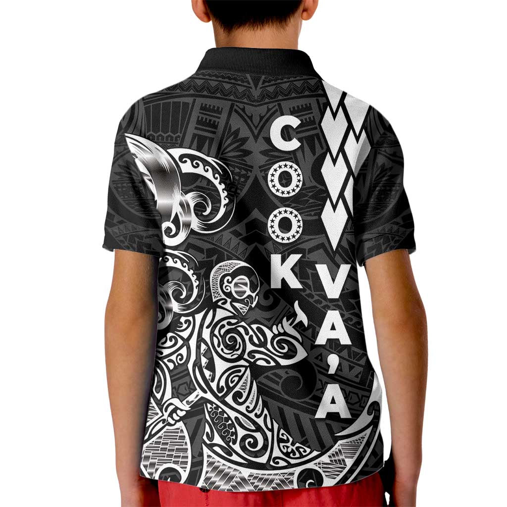 Cook Islands Va'a Polynesian Art Tattoo Kid Polo Shirt Black Color LT03 - Polynesian Pride