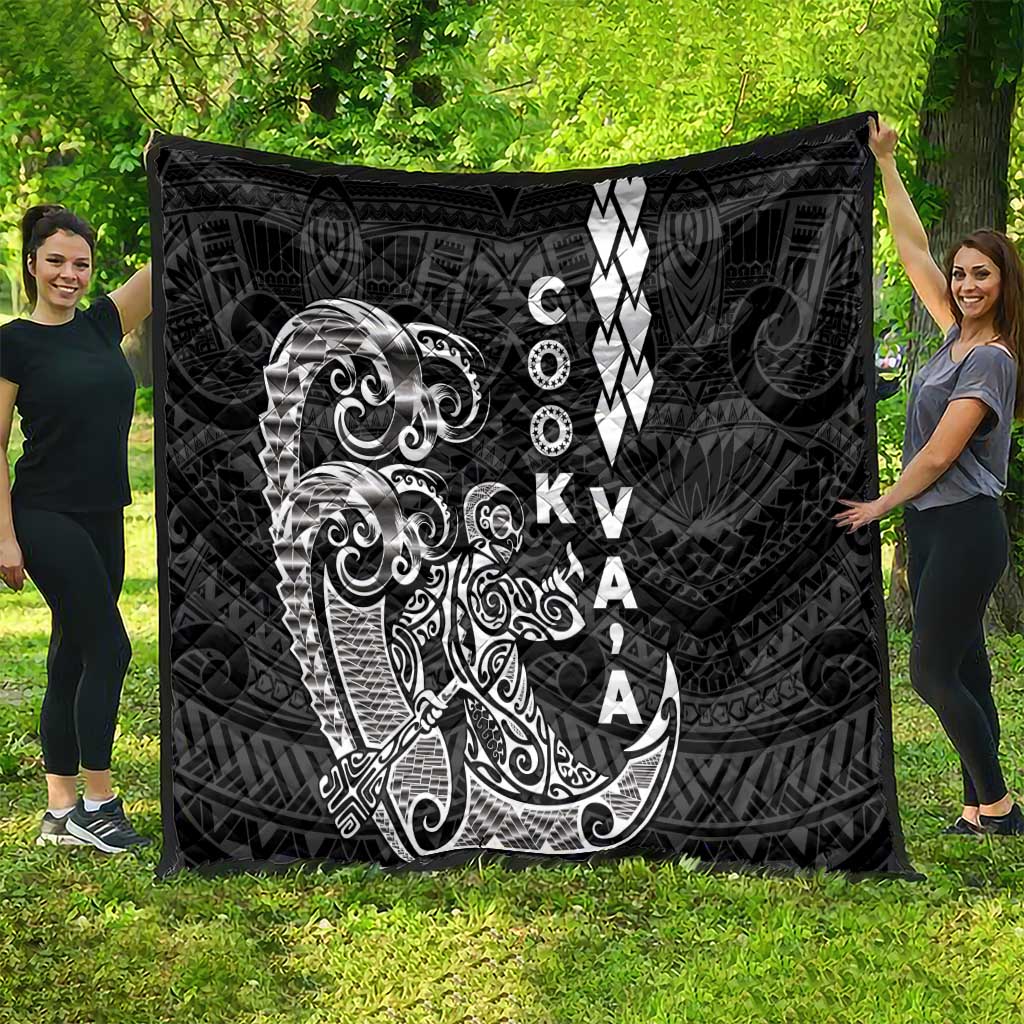 Cook Islands Va'a Polynesian Art Tattoo Quilt Black Color LT03 - Polynesian Pride