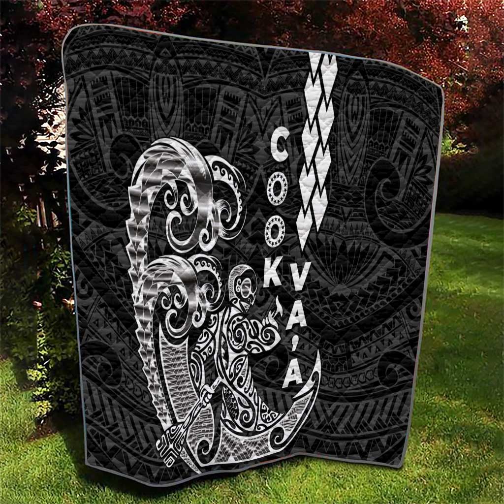 Cook Islands Va'a Polynesian Art Tattoo Quilt Black Color LT03 - Polynesian Pride