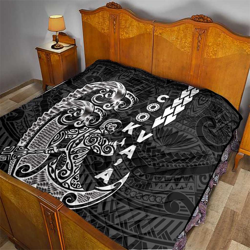 Cook Islands Va'a Polynesian Art Tattoo Quilt Black Color LT03 - Polynesian Pride