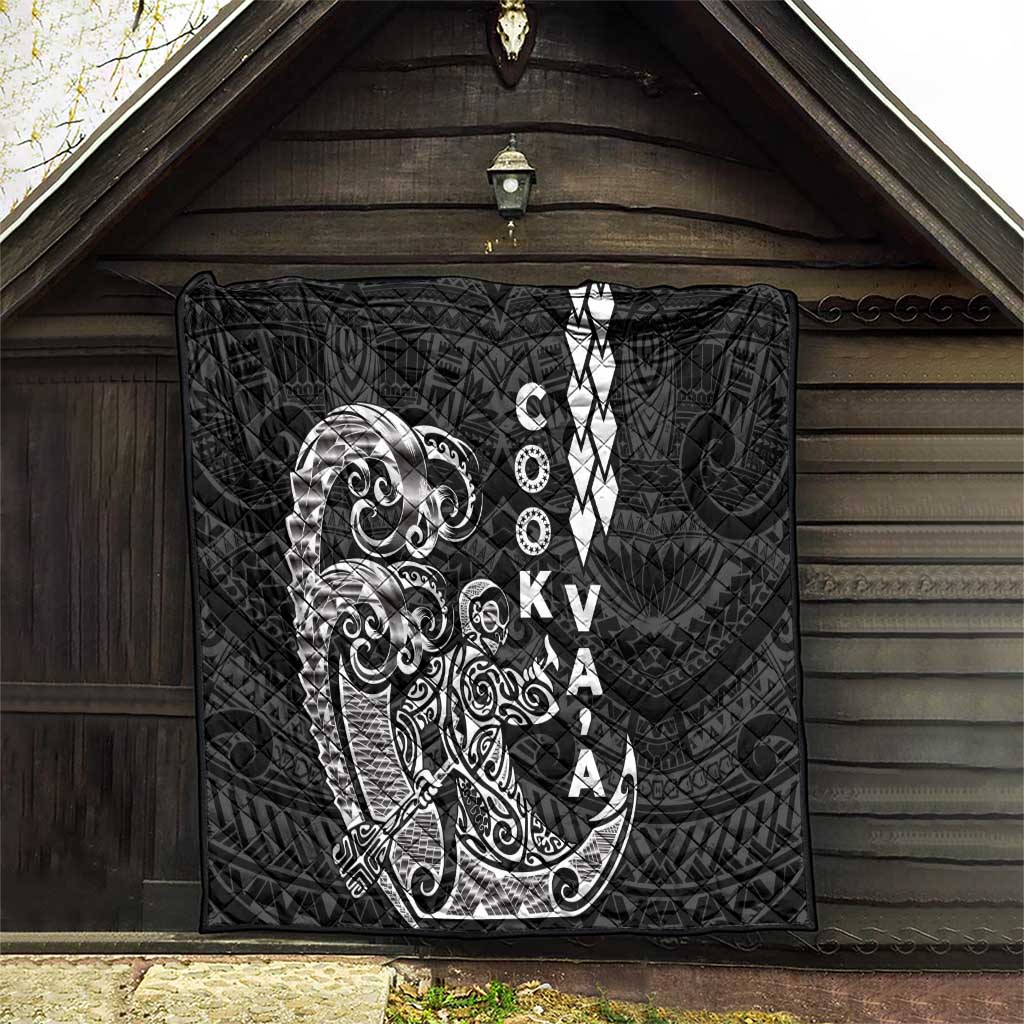 Cook Islands Va'a Polynesian Art Tattoo Quilt Black Color LT03 - Polynesian Pride