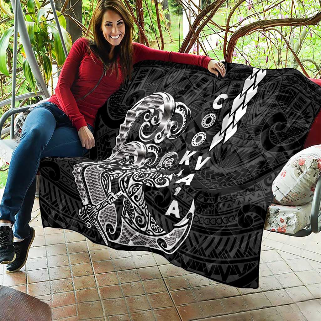 Cook Islands Va'a Polynesian Art Tattoo Quilt Black Color LT03 - Polynesian Pride