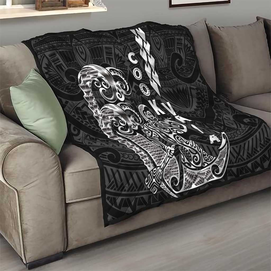 Cook Islands Va'a Polynesian Art Tattoo Quilt Black Color LT03 - Polynesian Pride
