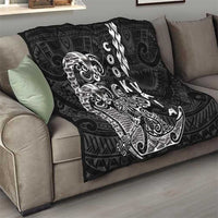 Cook Islands Va'a Polynesian Art Tattoo Quilt Black Color LT03 - Polynesian Pride