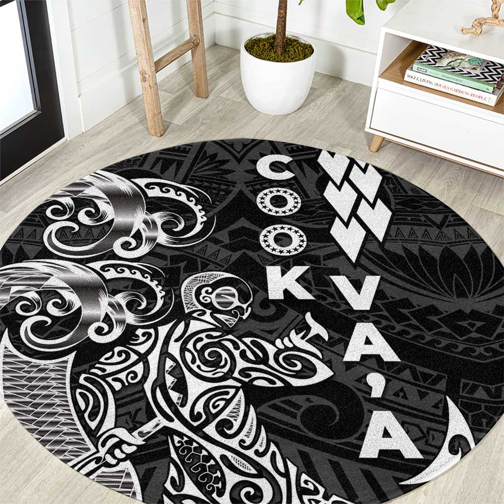 Cook Islands Va'a Polynesian Art Tattoo Round Carpet Black Color LT03 Black - Polynesian Pride