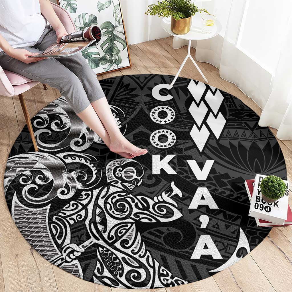 Cook Islands Va'a Polynesian Art Tattoo Round Carpet Black Color LT03 - Polynesian Pride