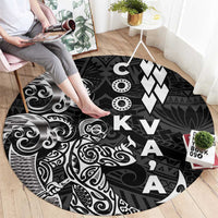 Cook Islands Va'a Polynesian Art Tattoo Round Carpet Black Color LT03 - Polynesian Pride
