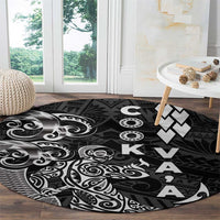 Cook Islands Va'a Polynesian Art Tattoo Round Carpet Black Color LT03 - Polynesian Pride