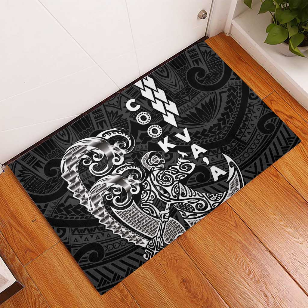 Cook Islands Va'a Polynesian Art Tattoo Rubber Doormat Black Color LT03 - Polynesian Pride