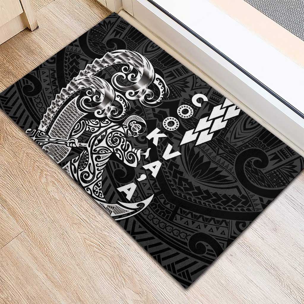 Cook Islands Va'a Polynesian Art Tattoo Rubber Doormat Black Color LT03 - Polynesian Pride