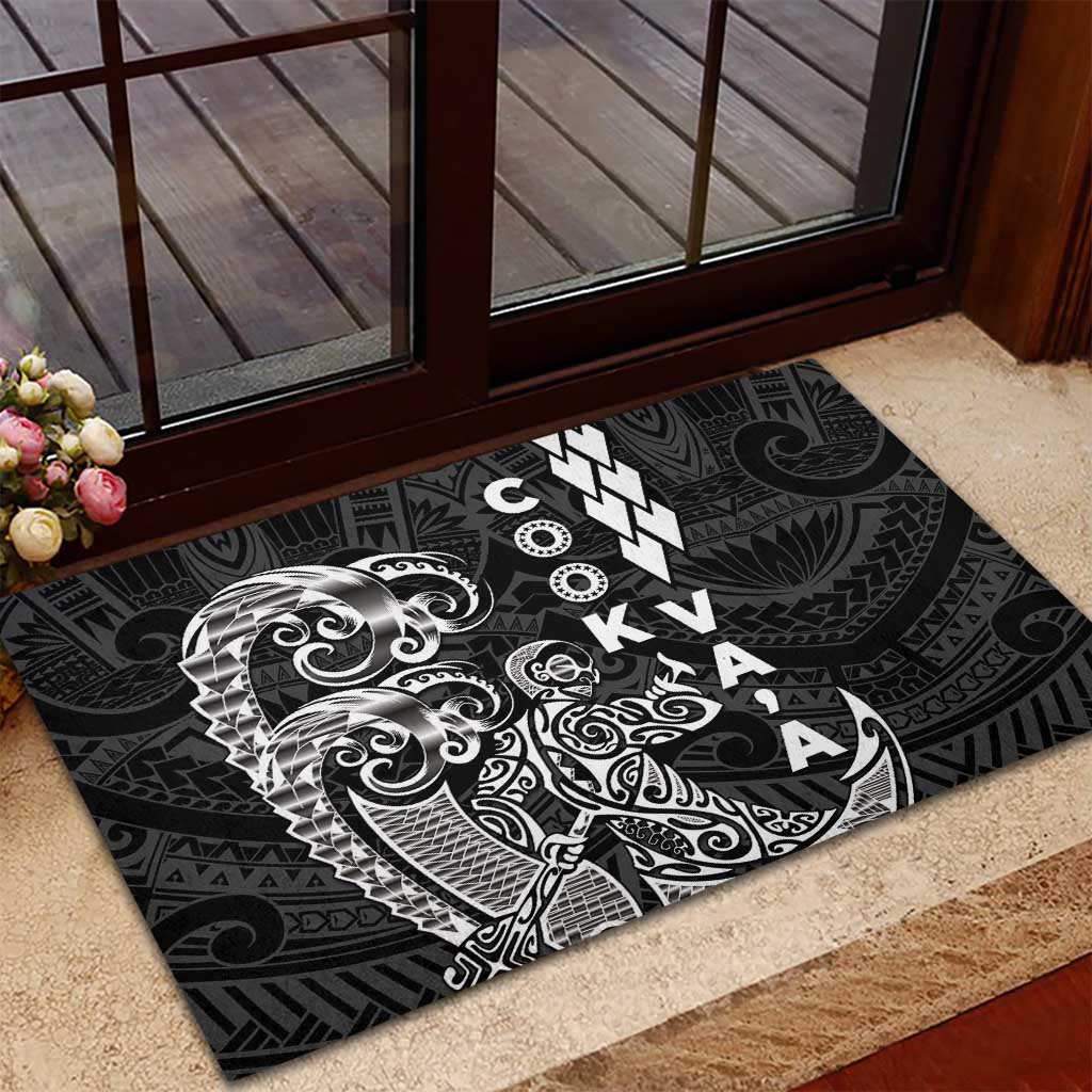 Cook Islands Va'a Polynesian Art Tattoo Rubber Doormat Black Color LT03 - Polynesian Pride