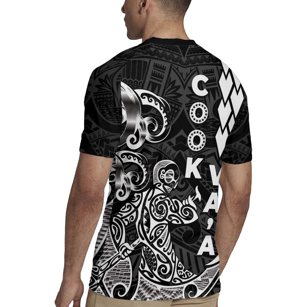 Cook Islands Vaa Polynesian Art Tattoo Rugby Jersey Black Color