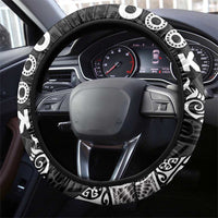 Cook Islands Vaa Polynesian Art Tattoo Steering Wheel Cover Black Color
