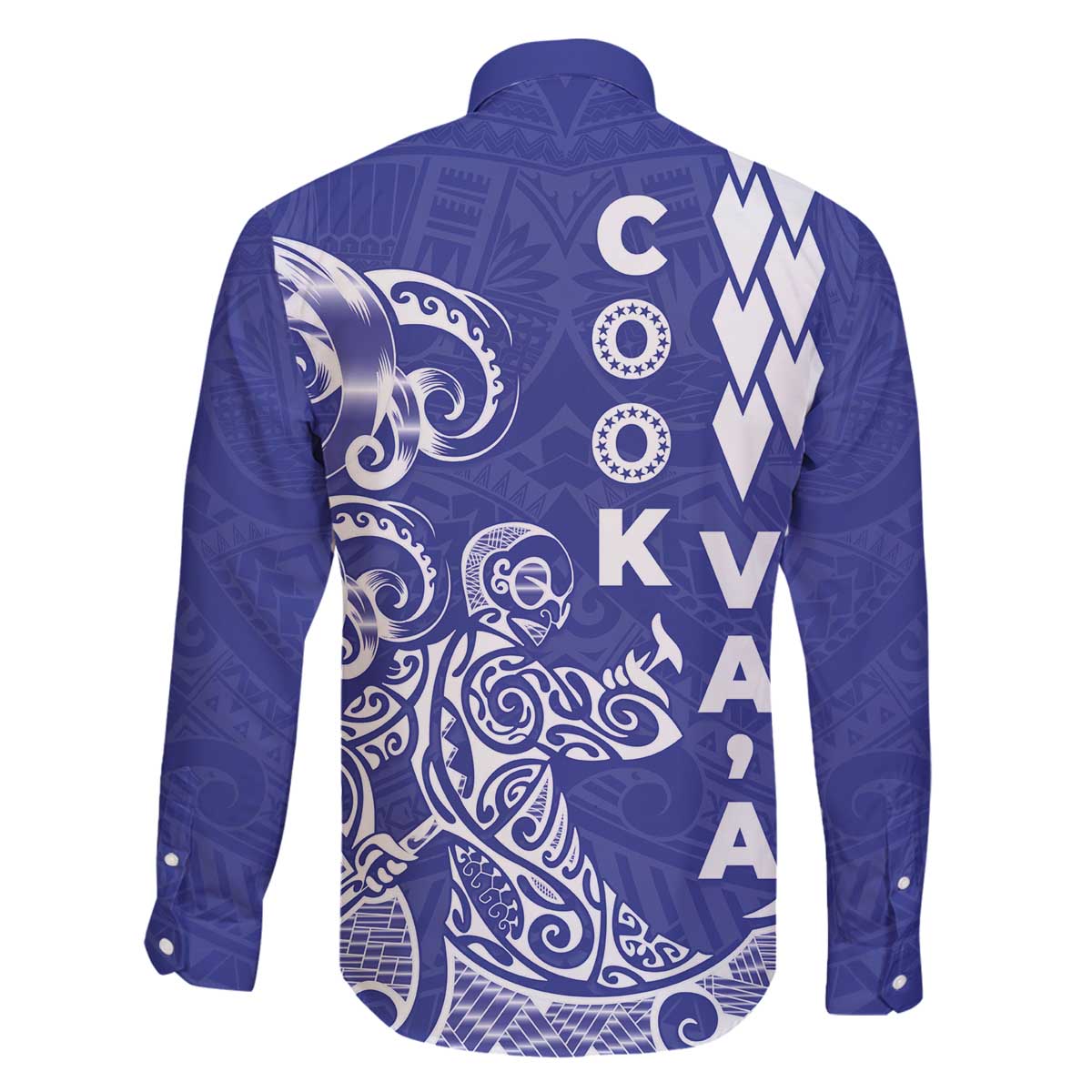 Cook Islands Vaa Polynesian Art Tattoo Family Matching Off The Shoulder Long Sleeve Dress and Hawaiian Shirt Blue Color