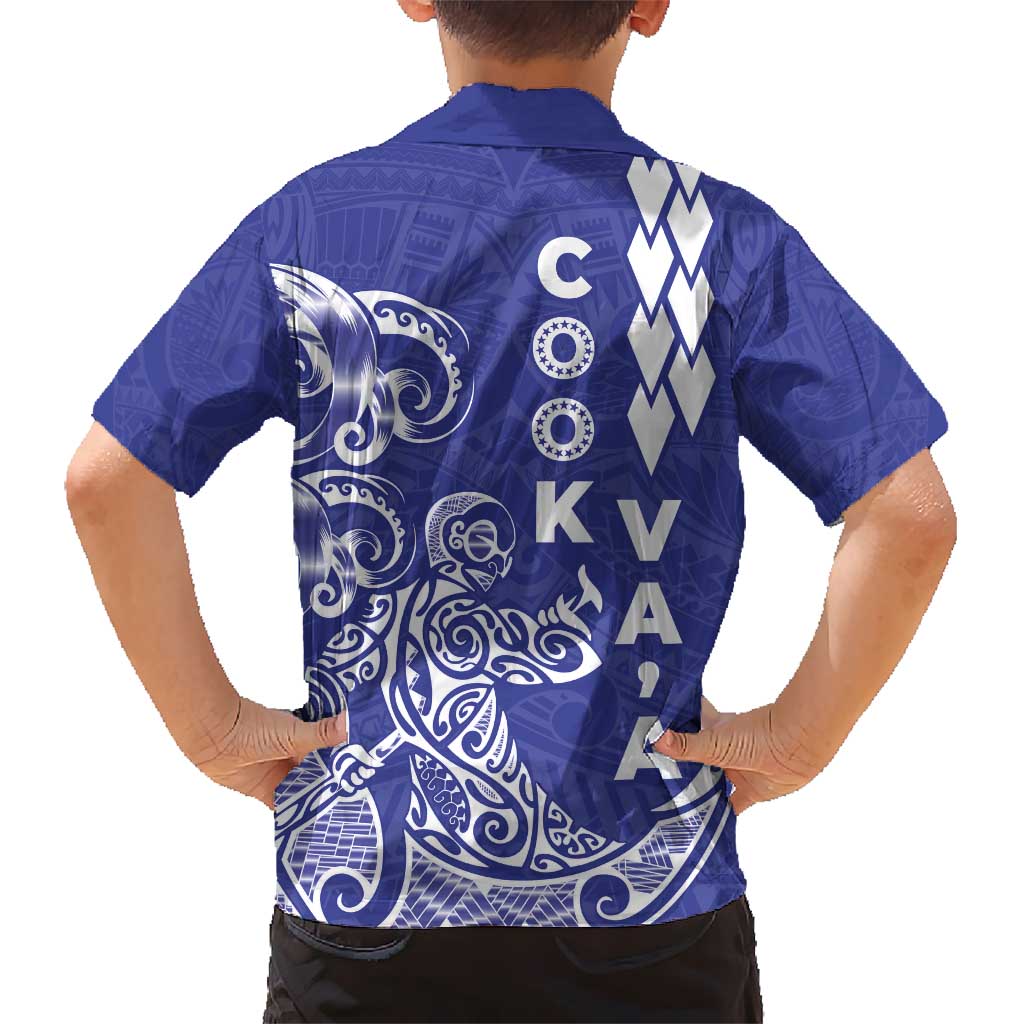 Cook Islands Va'a Polynesian Art Tattoo Kid Hawaiian Shirt Blue Color LT03 - Polynesian Pride
