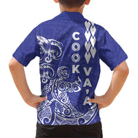 Cook Islands Va'a Polynesian Art Tattoo Kid Hawaiian Shirt Blue Color LT03 - Polynesian Pride