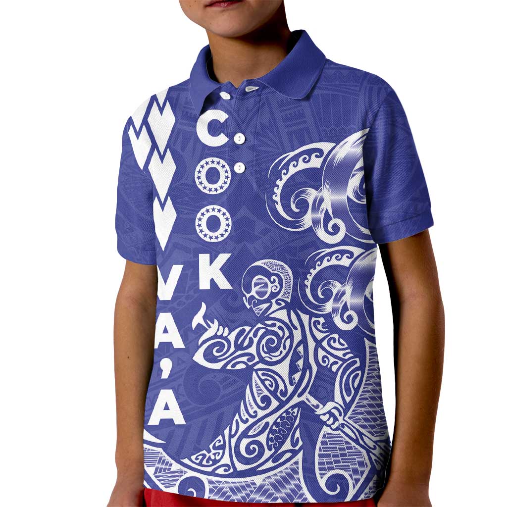 Cook Islands Va'a Polynesian Art Tattoo Kid Polo Shirt Blue Color LT03 Kid Blue - Polynesian Pride