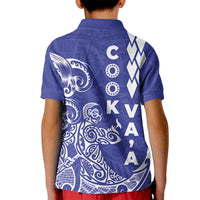 Cook Islands Va'a Polynesian Art Tattoo Kid Polo Shirt Blue Color LT03 - Polynesian Pride