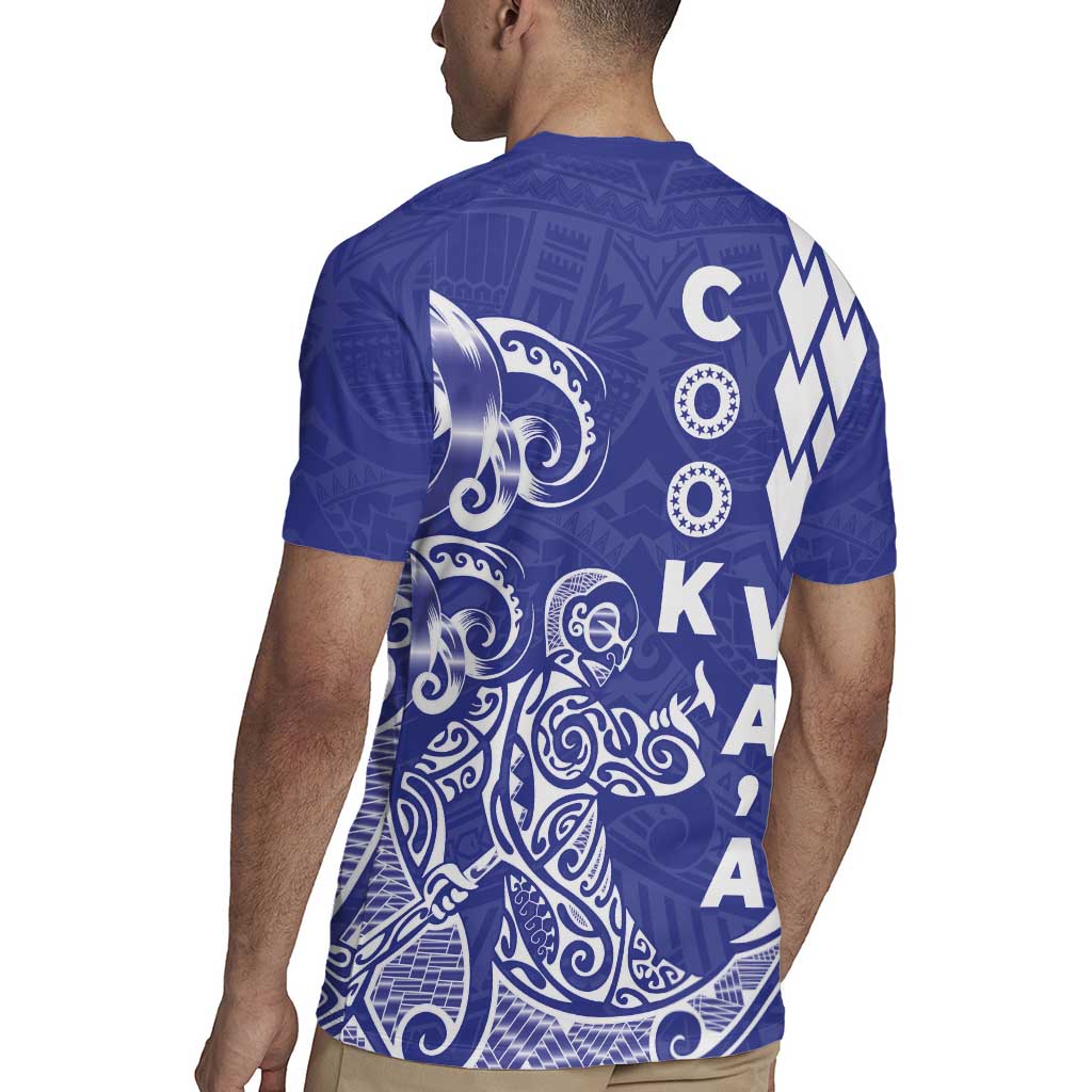 Cook Islands Vaa Polynesian Art Tattoo Rugby Jersey Blue Color