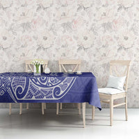 Cook Islands Vaa Polynesian Art Tattoo Tablecloth Blue Color