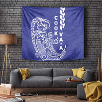Cook Islands Va'a Polynesian Art Tattoo Tapestry Blue Color LT03 Blue - Polynesian Pride