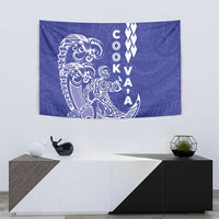 Cook Islands Va'a Polynesian Art Tattoo Tapestry Blue Color LT03 - Polynesian Pride