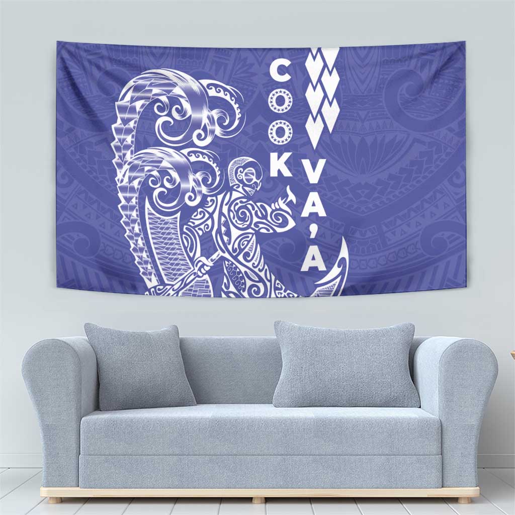 Cook Islands Va'a Polynesian Art Tattoo Tapestry Blue Color LT03 - Polynesian Pride