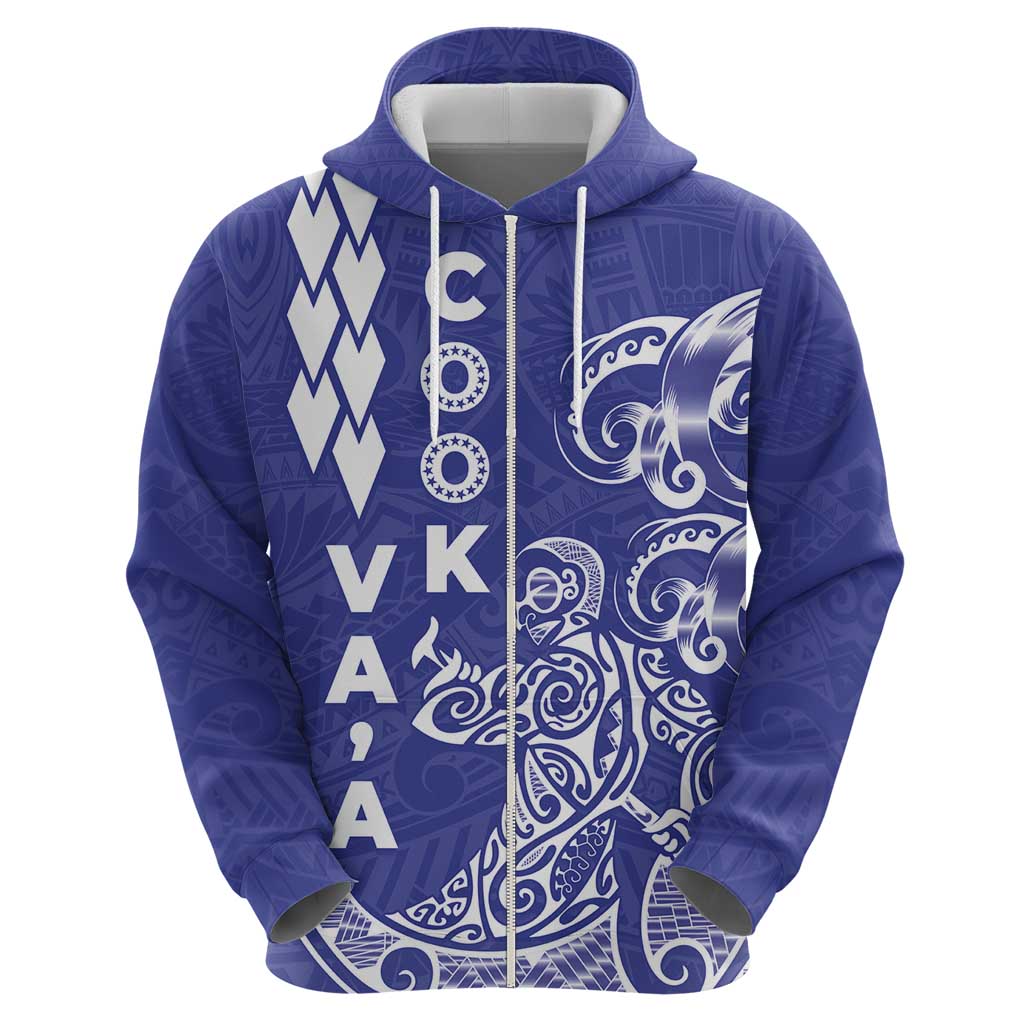 Cook Islands Vaa Polynesian Art Tattoo Zip Hoodie Blue Color