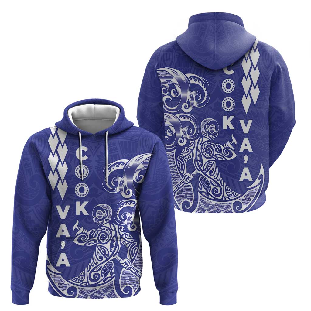 Cook Islands Vaa Polynesian Art Tattoo Zip Hoodie Blue Color