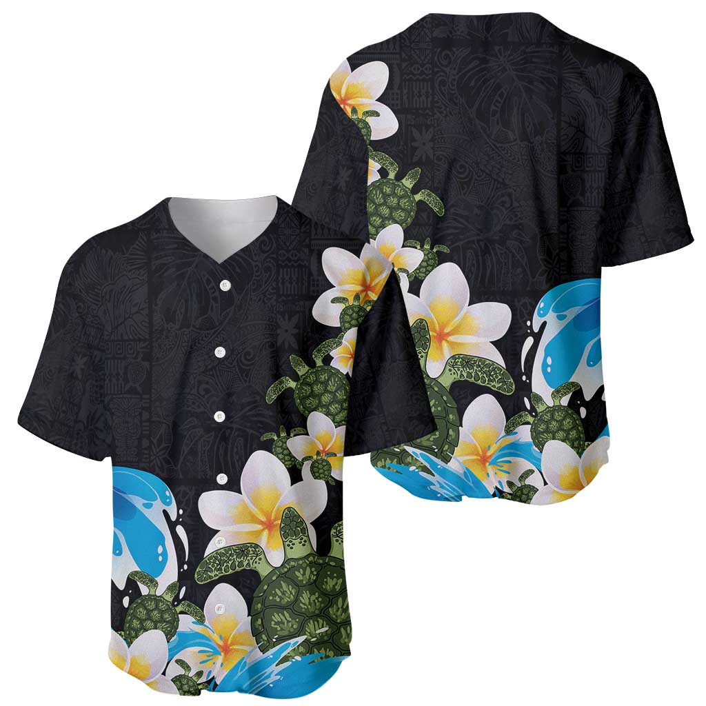 Hawaiian Plumeria and Turtle Baseball Jersey with Polynesian Tribal Art Pattern Vintage Vibes LT03 - Polynesian Pride