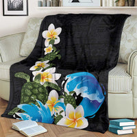 Hawaiian Plumeria and Turtle Blanket with Polynesian Tribal Art Pattern Vintage Vibes