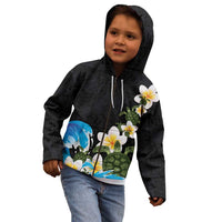Hawaiian Plumeria and Turtle Kid Hoodie with Polynesian Tribal Art Pattern Vintage Vibes LT03 - Polynesian Pride