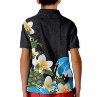 Hawaiian Plumeria and Turtle Kid Polo Shirt with Polynesian Tribal Art Pattern Vintage Vibes LT03 - Polynesian Pride